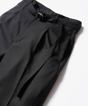 M-19101 / RETRO POLYESTER TWILL / BELTED WIDE TAPERED PANTS,BROWN, small image number 7
