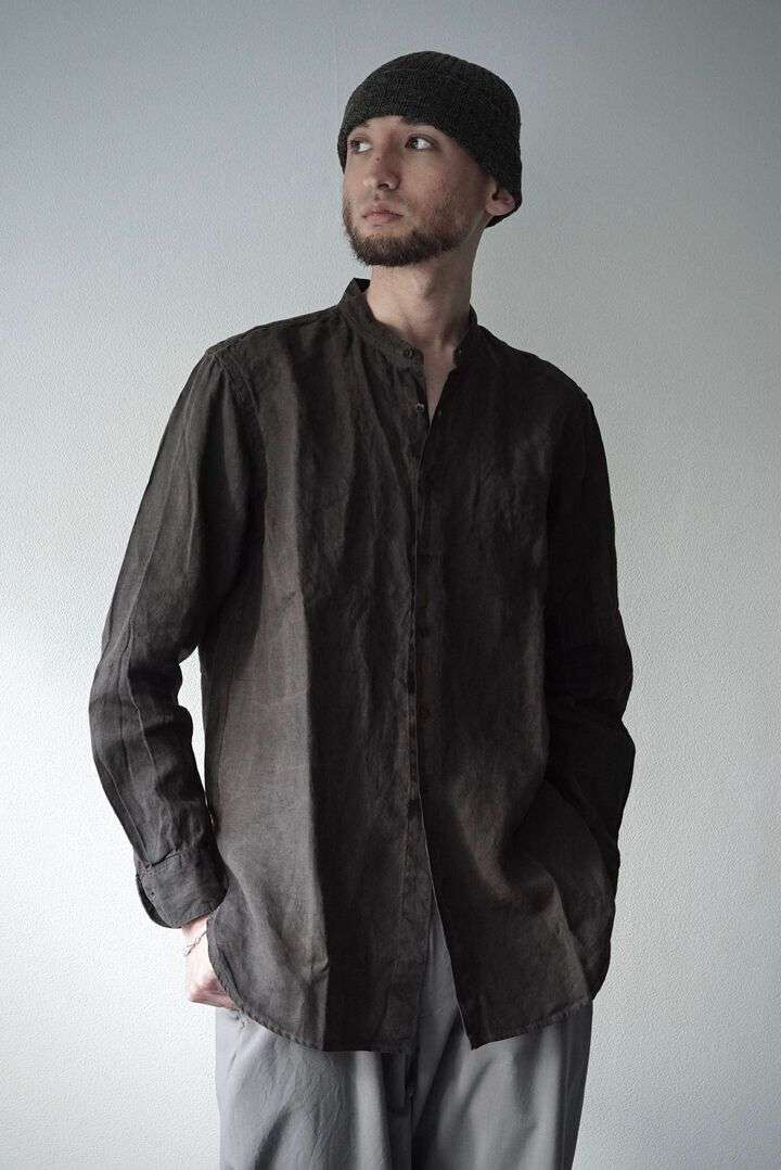 241SH08 Natural Dyed Linen / Granpa Shirts,, medium