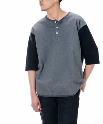 MTS0130M31 HENRY NECK BASEBALL HALF SLEEVE T-SHIRT-WHITE / BURGUNDY-L,WHITE / BURGUNDY, small image number 8