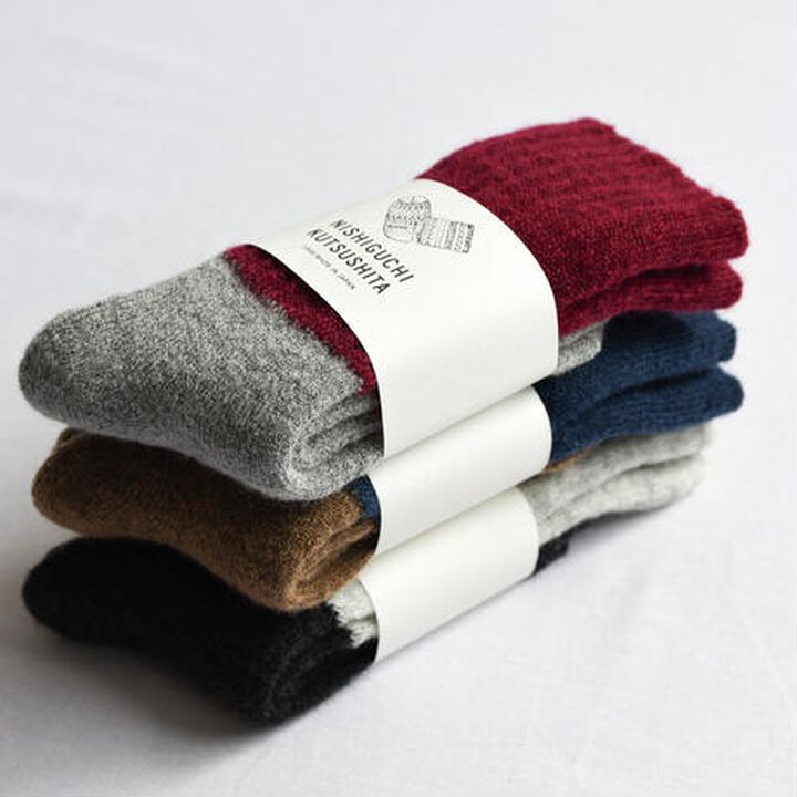 NK0208 Mohair Wool Pile Socks/Mens-SNOW NAVY-M,SNOW NAVY, medium image number 0