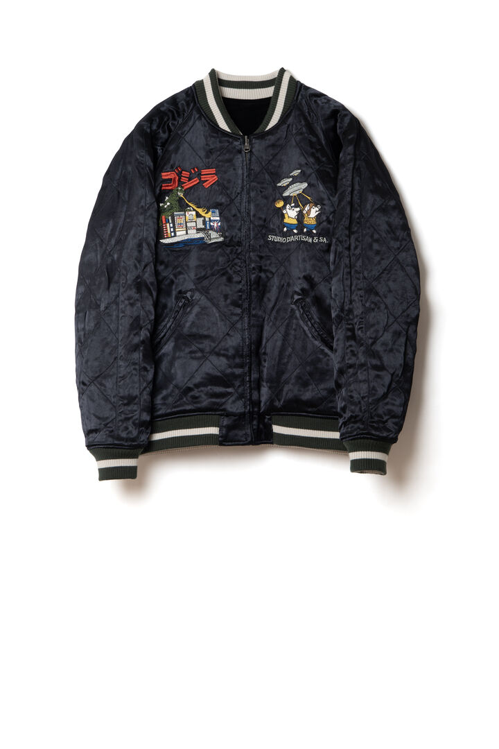 GZ-013 GODZILLA GREAT MONSTER WAR Souvenir Jacket,BLACK x BLACK, medium image number 1
