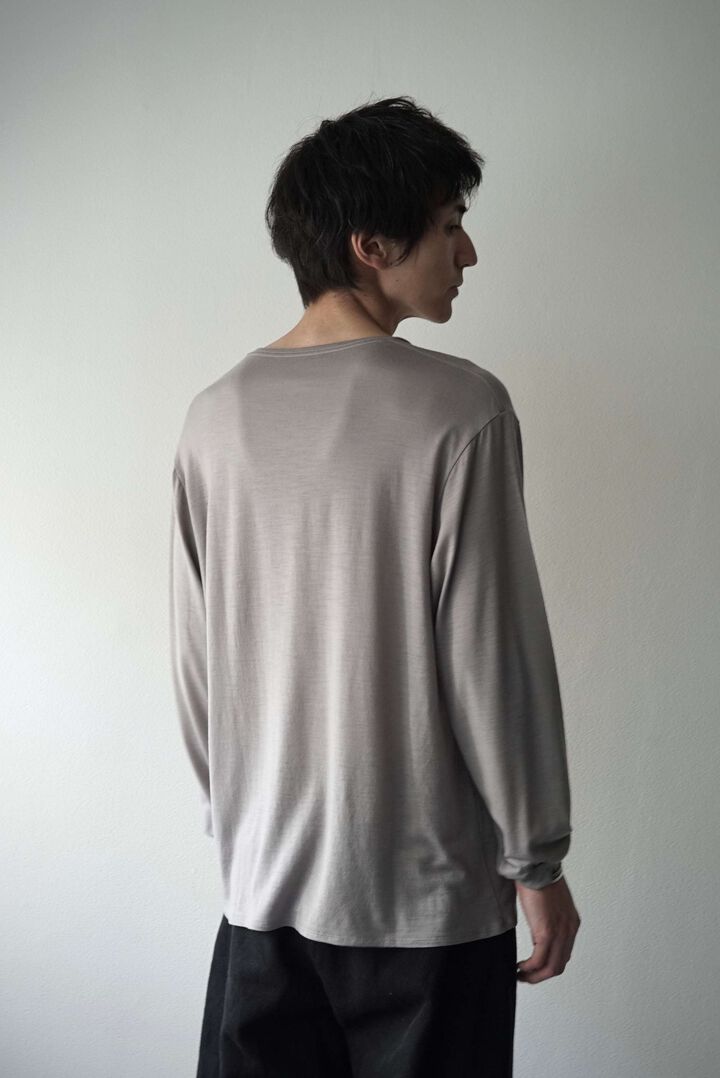 【CAPERTICA】CAP708CS22 Super120s Washable Wool Jersey /Vneck L/S Tee,SHIGOKU-IRO, medium image number 17