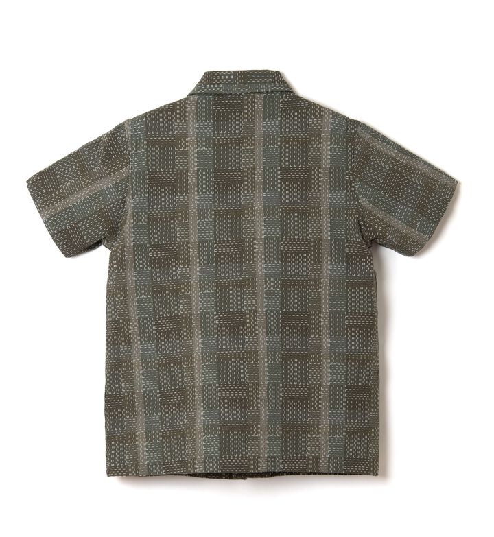 5719 Noragi ARMY Sashiko Short Sleeve Shirts,ARMY GREEN, medium image number 1