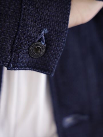 ONI-03100-ID Sashiko-like Indigo x Indigo Dobby Shirt Jacket (One Washed)-40,, small image number 6