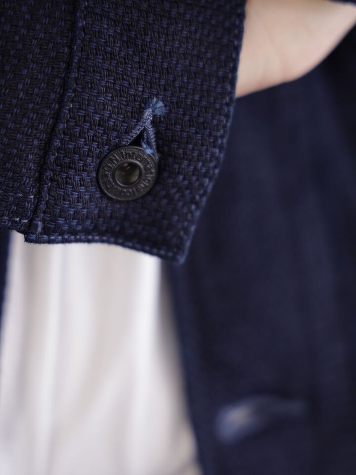 ONI-03100-ID Sashiko-like Indigo x Indigo Dobby Shirt Jacket (One Washed)-40,, medium image number 6