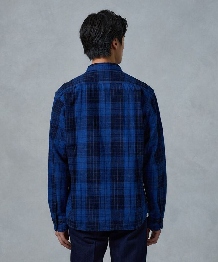 MXLS1001 ORIGINAL ID TWILL CHECK SHIRT,FADE INDIGO, medium image number 4