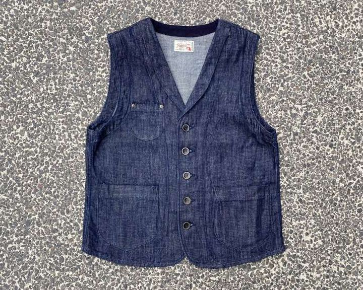GZ-SLVT-0504 10oz Shawl collar vest broken twill,, medium