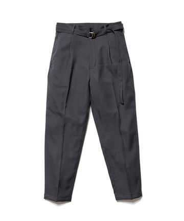 M-19101 / RETRO POLYESTER TWILL / BELTED WIDE TAPERED PANTS,BROWN, small image number 1