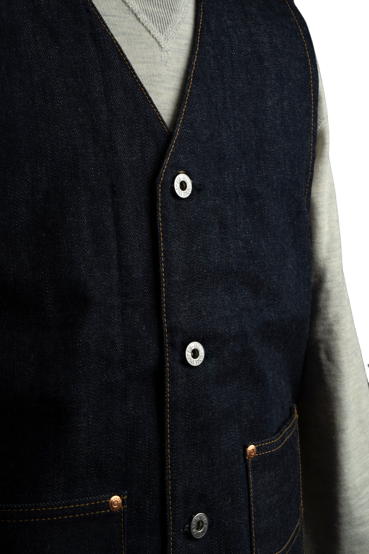 BIG JOHN XXXX-EXTRA Button-Up Vest – SP5 Indigo Selvedge