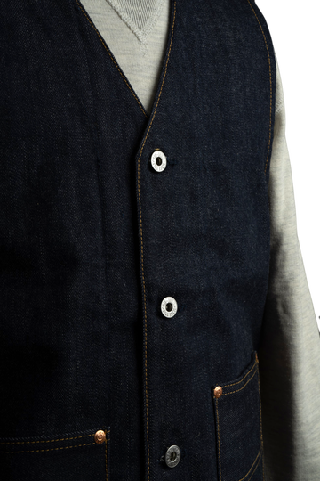 XX602BE (SP5) 15.8oz "XXXX-EXTRA" NATURAL INDIGO 5 CONTINENTS ORGANIC COTTON DENIM VEST,, small image number 6