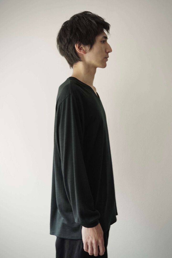 【CAPERTICA】CAP708CS22 Super120s Washable Wool Jersey /Vneck L/S Tee,SHIGOKU-IRO, medium image number 6