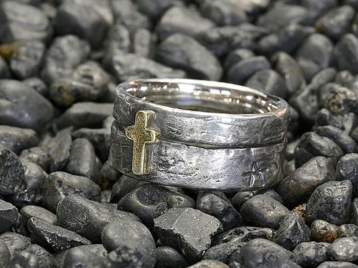 HYAS-271 Brass Cross Double Ring,, medium image number 1