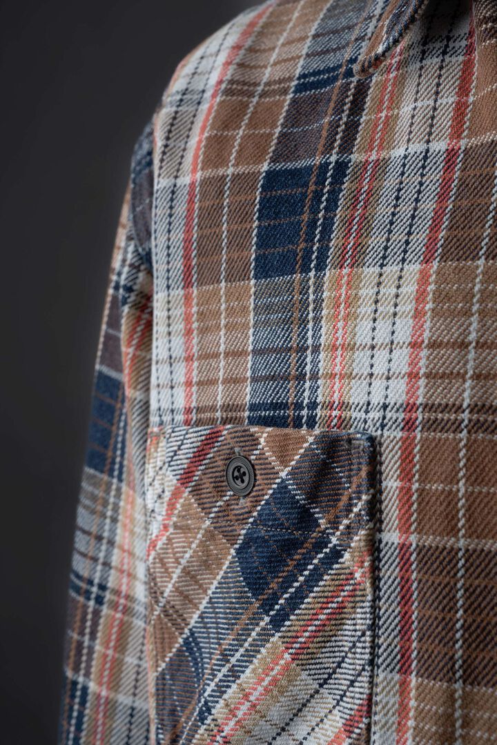 MS001G (BLC) INDIGO CHECK FLANNEL SHIRT,BLUE, medium image number 17