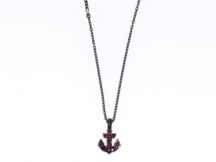 HYJK-136RD-SV Silver Blink Anchor Necklace,, medium image number 1
