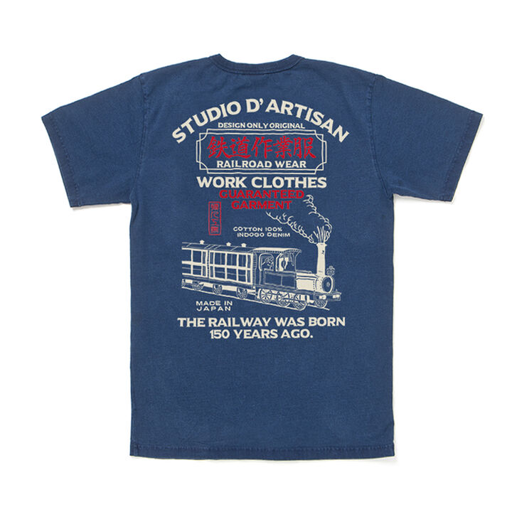 8076 Rail Road series Indigo Print T-shirts-DARK INDIGO-XS,DARK INDIGO, medium image number 3