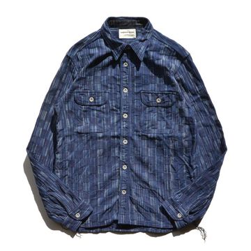 SSS21IK PURE INDIGO ICHIMATSU WORK SHIRT-INDIGO KOUSHI-XS,INDIGO KOUSHI, small image number 0