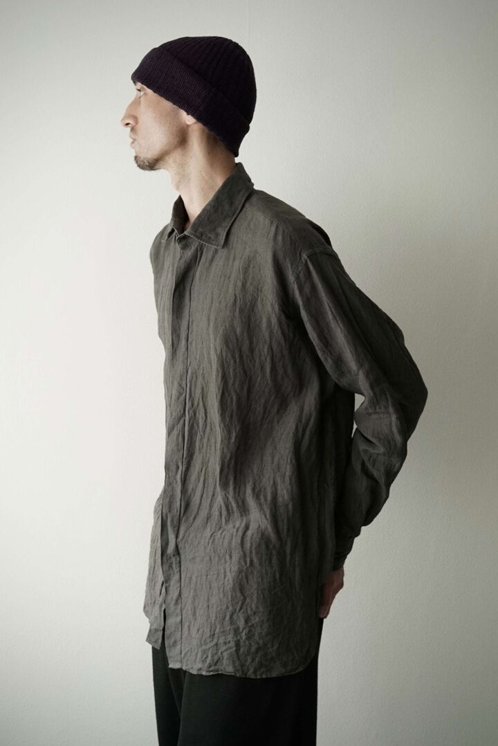 【CAPERTICA】CAP710SH12 Sunny Dry Linen / F/F Shirts,OFF BLACK, medium image number 5