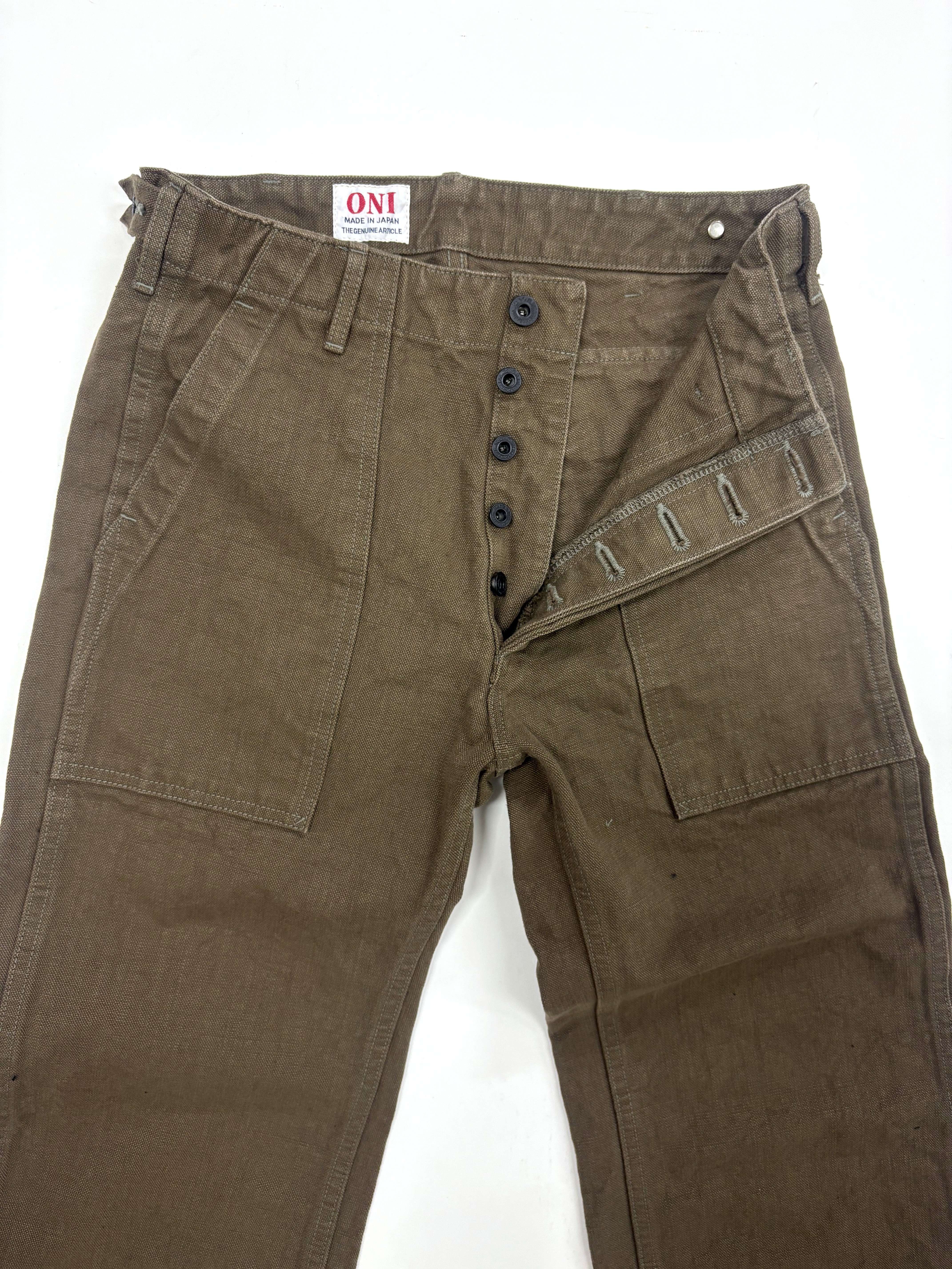 DENIMIO | ONI207-HOX-OLB 13oz Sulfur dye Heavy Oxford Olive Brown