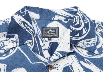 5722 Indigo Discharge Aloha Shirt,INDIGO, small image number 3