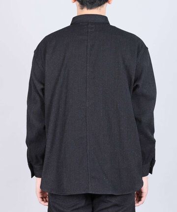 JBOT1327 Sashiko Black Big Shirts Jacket,BLACK, small image number 2