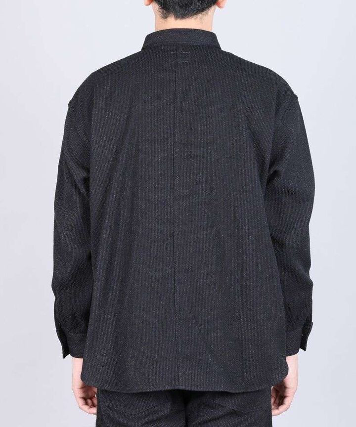JBOT1327 Sashiko Black Big Shirts Jacket,BLACK, medium image number 2