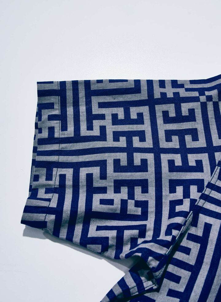 SSA26-02 Geometric Pattern Aloha Shirt,NAVY, medium image number 2