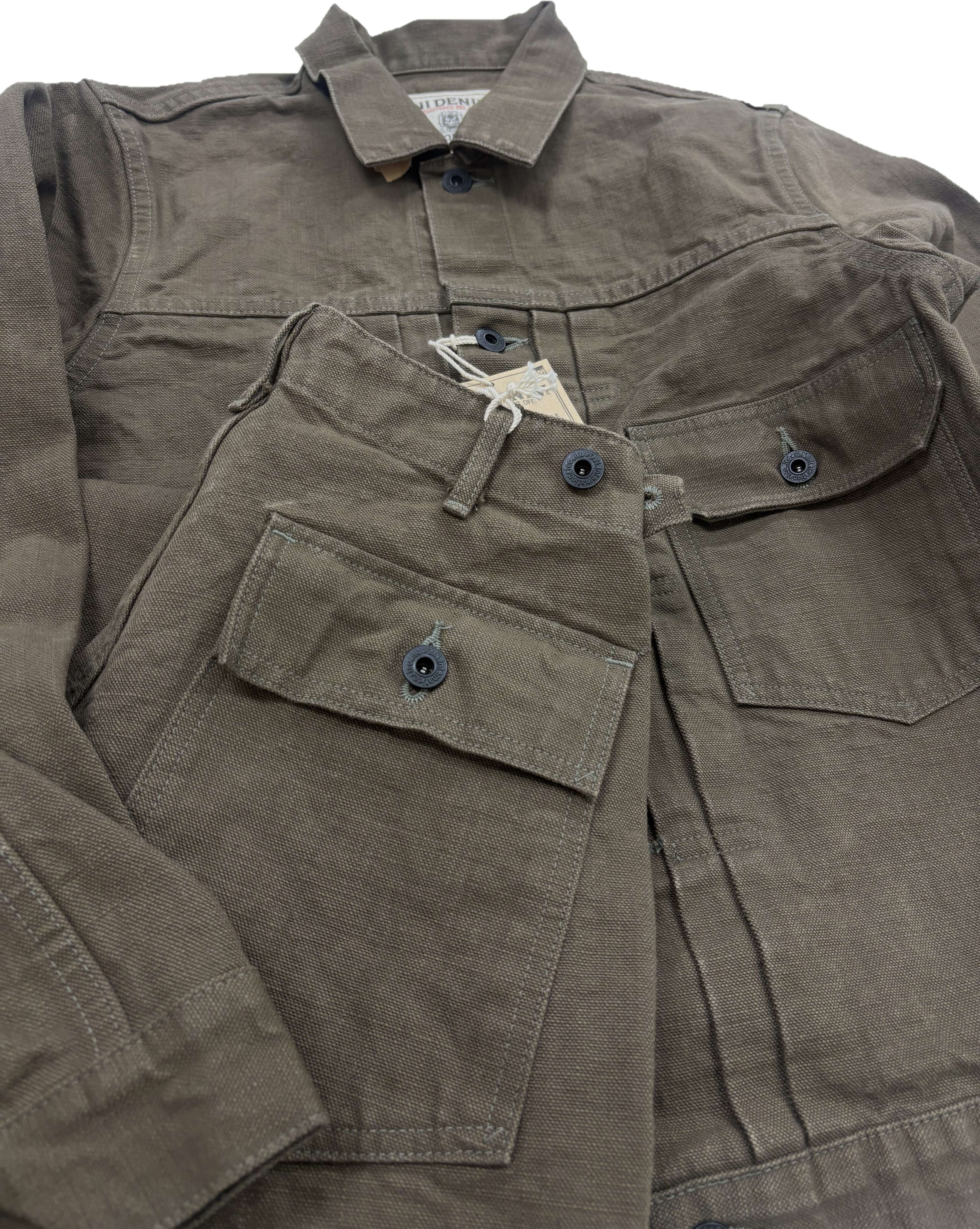 DENIMIO | ONI207-HOX-OLB 13oz Sulfur dye Heavy Oxford Olive Brown
