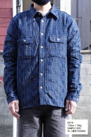 SSS21IK PURE INDIGO ICHIMATSU WORK SHIRT-INDIGO KOUSHI-XS,INDIGO KOUSHI, small image number 20