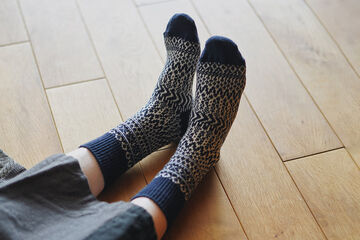 NK0119 Women's Wool Jacquard Socks S-BERLIN BLUE,BERLIN BLUE, small image number 0