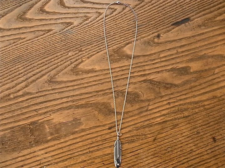 13AH-113 Large Feather Necklace -tarnish-,, medium image number 9