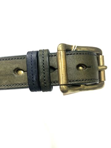 Burgus Plus BP15803 Single Double Roller 33mm Leather Belt (Beige, green),GREEN, small image number 5