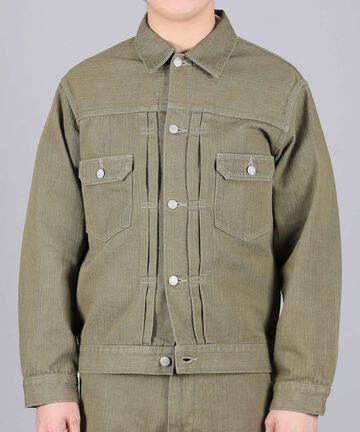 MXGJ1003 10.5oz selvedge green denim jacket,OLIVE, small image number 2
