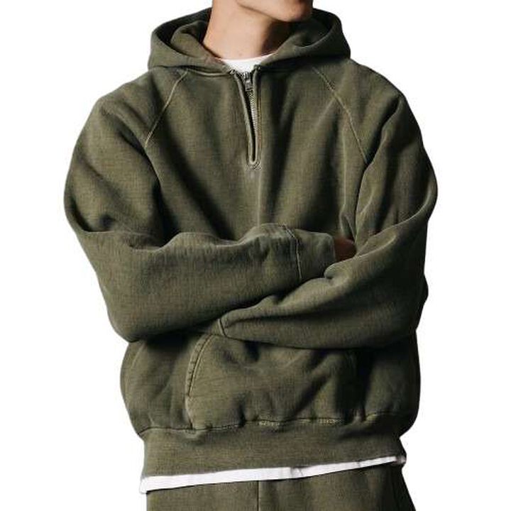 BR-3042PG COZUN PULLOVER HOODIE WIDE RAGLAN HALF ZIP,, medium