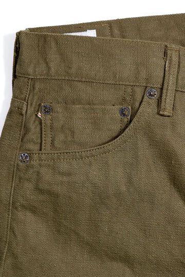 ONI246-OLOL 12oz weft and warp sulfur dyed olive Denim Neat Straight,, small image number 3
