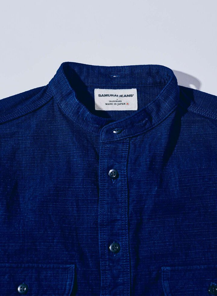 SSS25-YRC Natural Indigo &times; Pure Indigo &ndash; Bible Series Detachable Collar Shirt,, medium image number 3