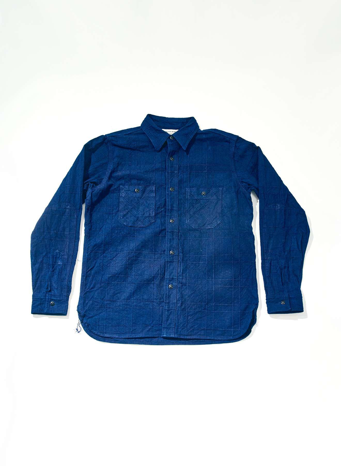 【難あり】deres silk denim shirt DENIMIO | SSS26-ARS Indigo Sashiko Lattice Dobby Work Shirt