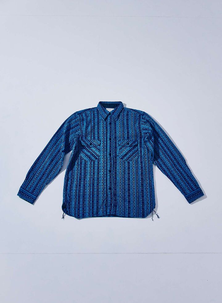 SSS25-SKS Natural Indigo Stripe Shirt,, medium