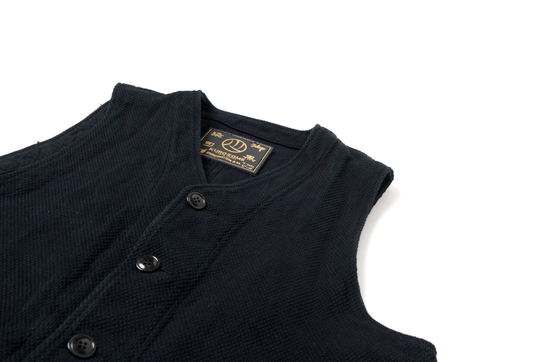 4573 Kyoto Black Dyed Sashiko Vest (PRE-ORDER: Delivery date