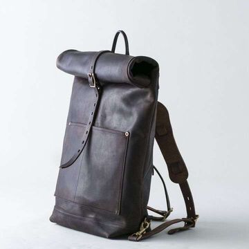 VS-205L LEATHER ROLL TOP Back pack (BLACK),, small image number 1