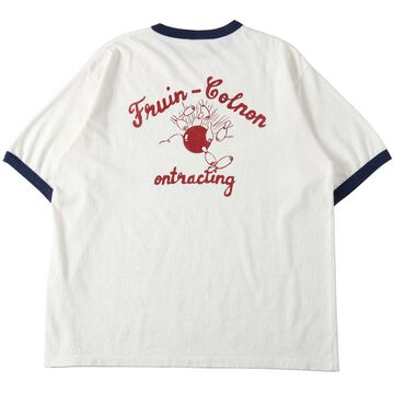 BR-25234 Slub Cotton Ringer S/S Print T-shirt【BOWL】,WHITE, small image number 4