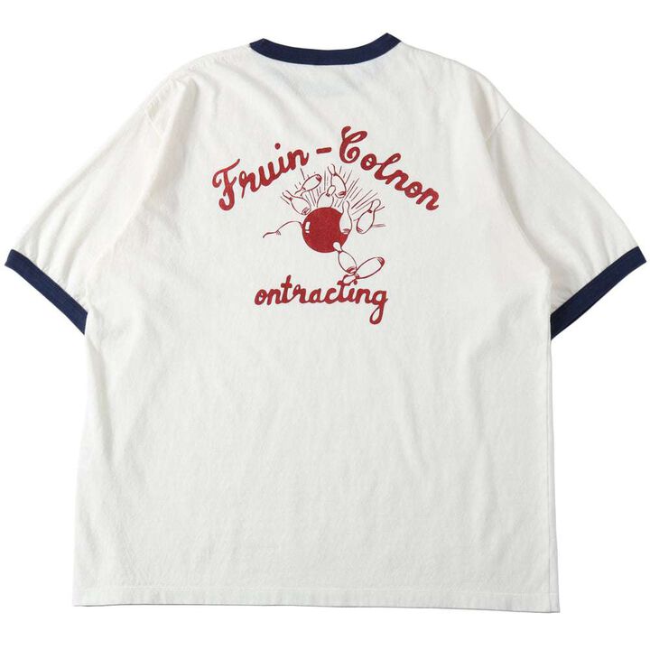 BR-25234 Slub Cotton Ringer S/S Print T-shirt【BOWL】,WHITE, medium image number 4