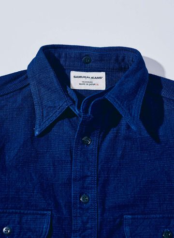 SSS25-YRC Natural Indigo &times; Pure Indigo &ndash; Bible Series Detachable Collar Shirt,, small image number 1