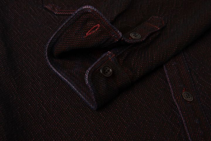 【Pre-Order】5755 13oz Bengara-dyed Sashiko Shirts,RED, medium image number 3