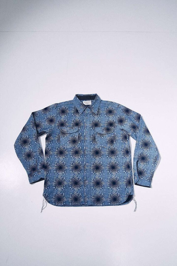 SSS26-YBC Indigo-dyed Snow Ombre Check Pattern Work Shirt,, medium