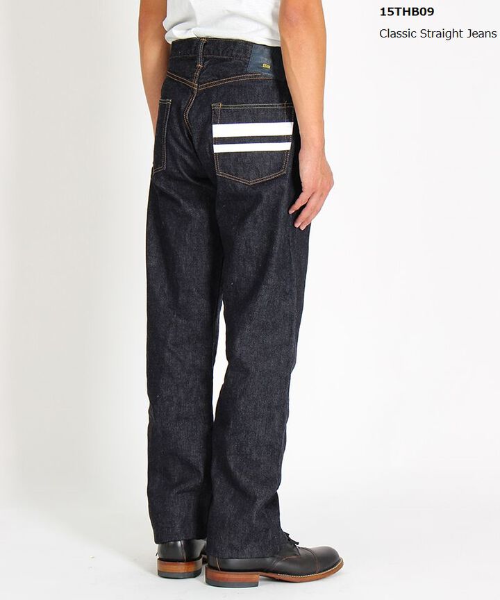 15THB09 15.7oz Deep Blue Broken Selvedge Denim Classic Straight Jeans,, medium