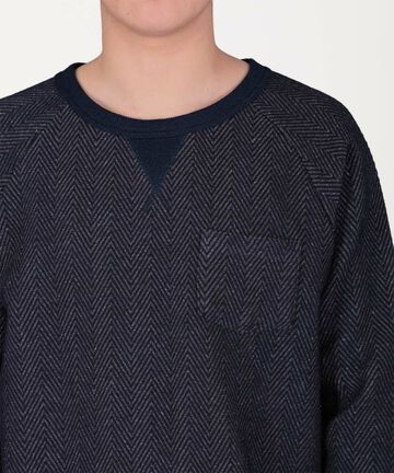 JBKN1004 Sweatershirts Herringbone Tweed Denim,INDIGO, small image number 3