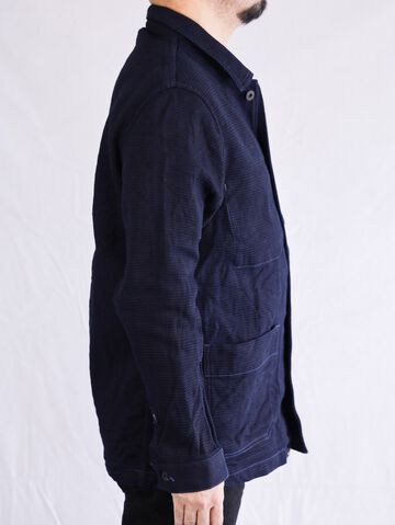 ONI-03100-ID Sashiko-like Indigo x Indigo Dobby Shirt Jacket (One Washed)-40,, small image number 4