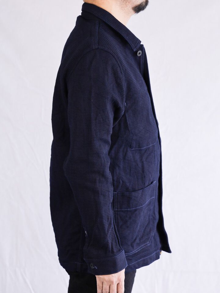 ONI-03100-ID Sashiko-like Indigo x Indigo Dobby Shirt Jacket (One Washed)-40,, medium image number 4