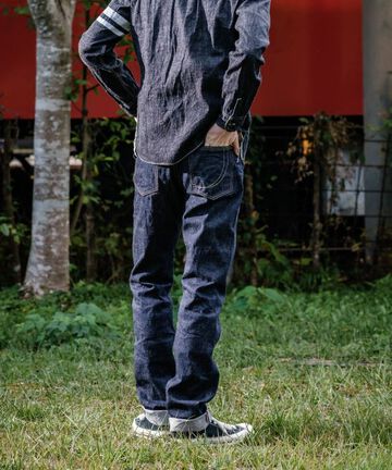 G014-MZ 14.7oz Copper Label Deep Colored Selvedge denim Slim Tapered Zipper fly-One Wash-28,, small image number 0