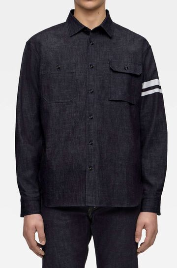 MMLS3001 8oz TRIPLE STITCH L/S DENIM SHIRT(TWO STRIPES),INDIGO, small image number 0